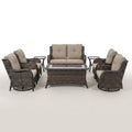 Patio Conversation Set Built for Outdoor Living, 8 Pieces, Swivel Rocking Chairs, High-Back Wicker