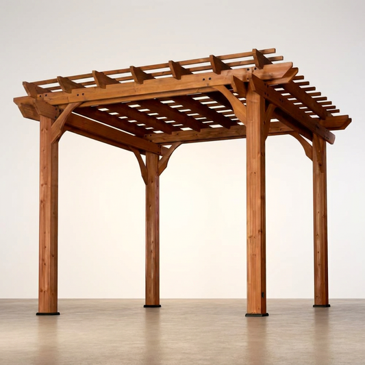 10 Ft. X 10 Ft. Traditional All Cedar Wood Outdoor Patio Pergola Shade Structure — Studio Shot