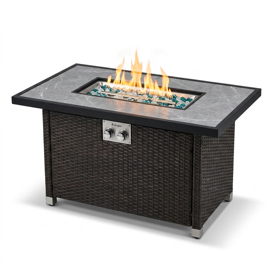 32 In. Propane Fire Pit Table, 40,000 BTU Auto-Ignition Gas Fire Table for outside Patio — Studio Shot