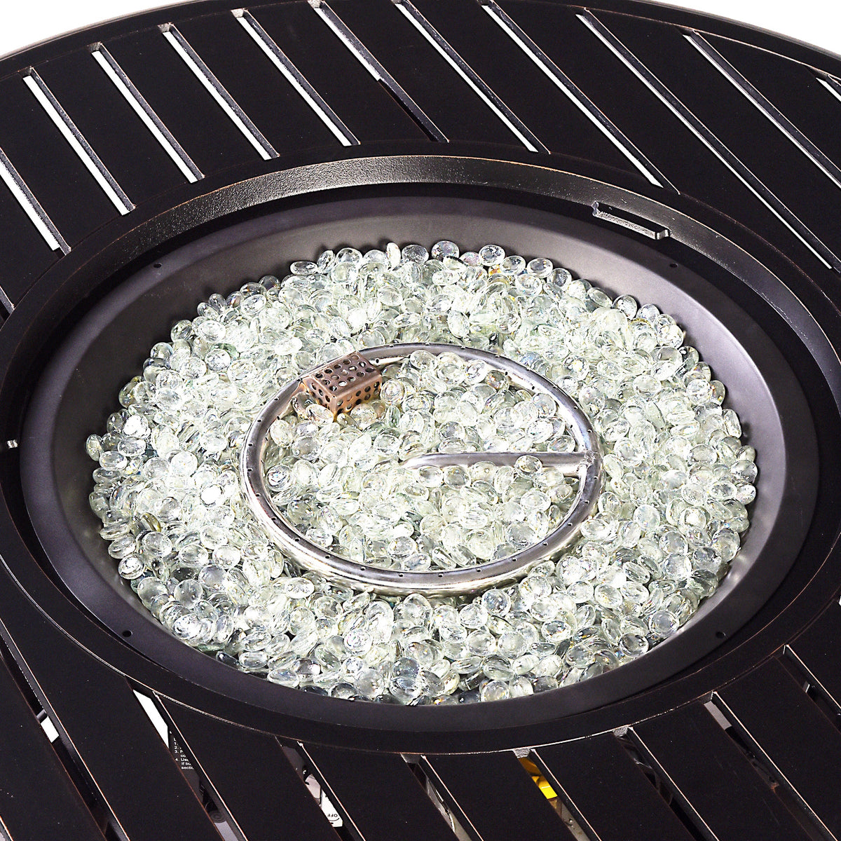 Aluminum 44-in Round Propane Fire Table with Beads, Covers and Lid