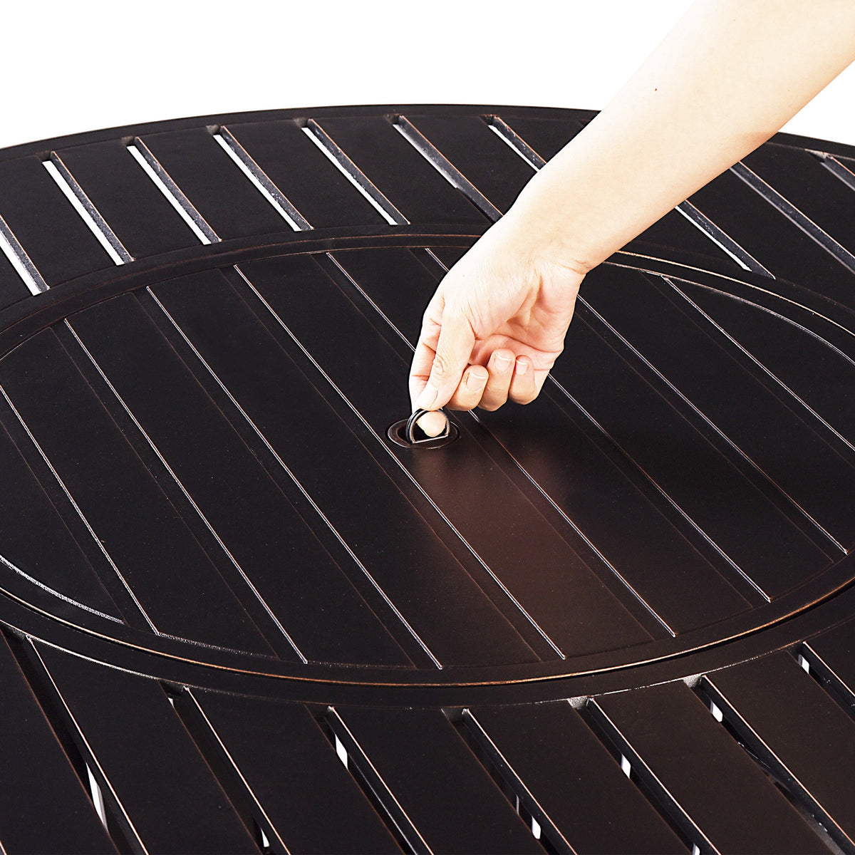 Aluminum 44-in Round Propane Fire Table with Beads, Covers and Lid