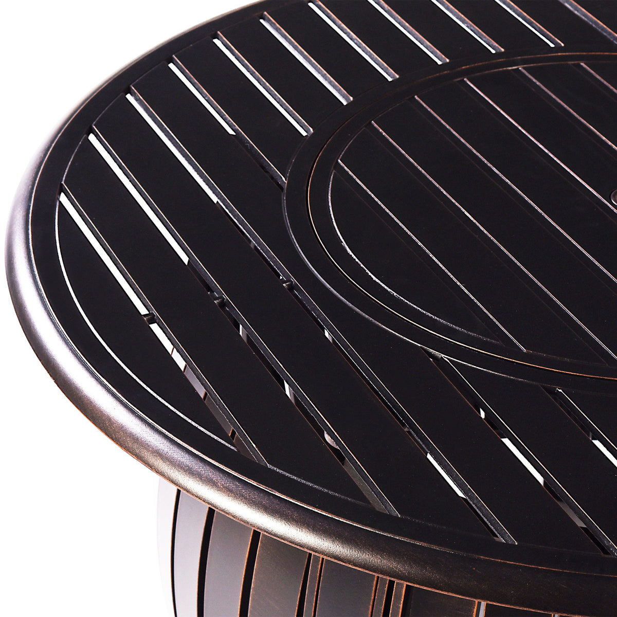 Aluminum 44-in Round Propane Fire Table with Beads, Covers and Lid