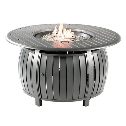 Aluminum 44-in Round Propane Fire Table with Beads, Covers and Lid