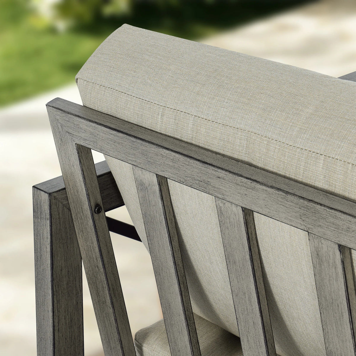 Marindo 4-Piece Faux-Wood Aluminum Swivel Patio Conversation Set with Fire Pit Table