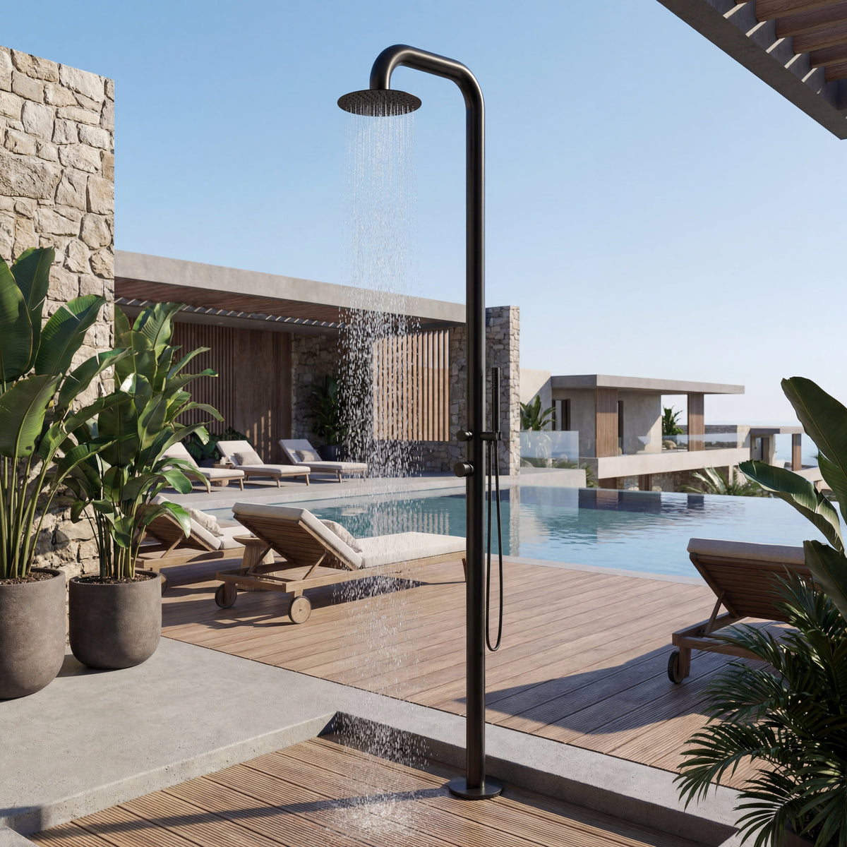 Atlas Freestanding Outdoor Shower With Handheld