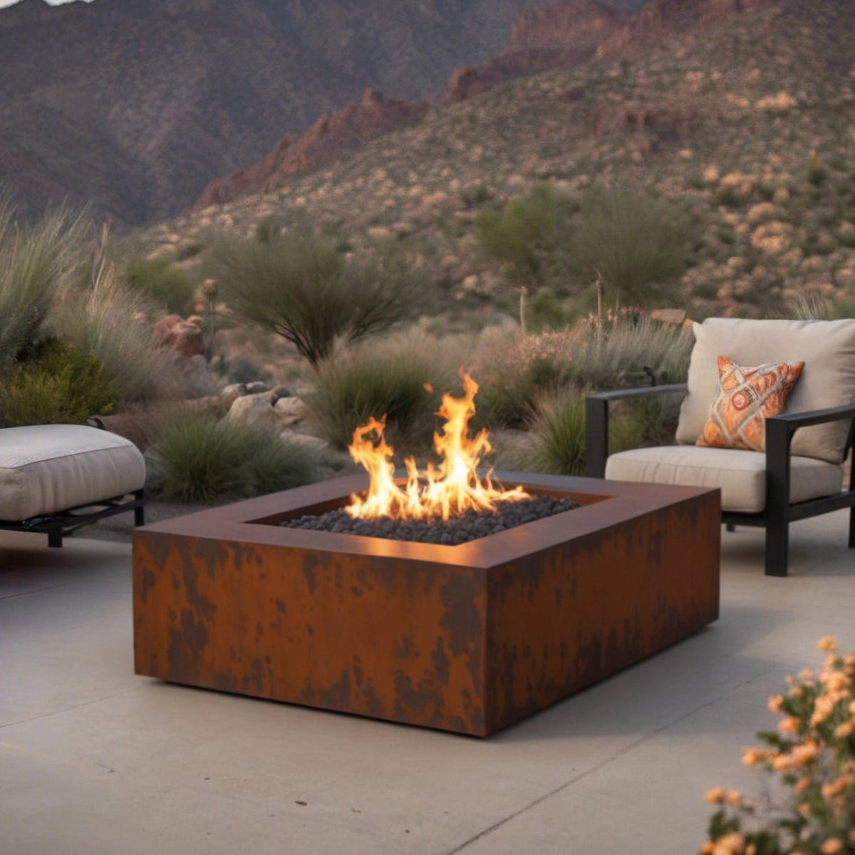 Square Corten Fire Pit Table - FREE SHIPPING