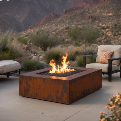 Square Corten Fire Pit Table - FREE SHIPPING