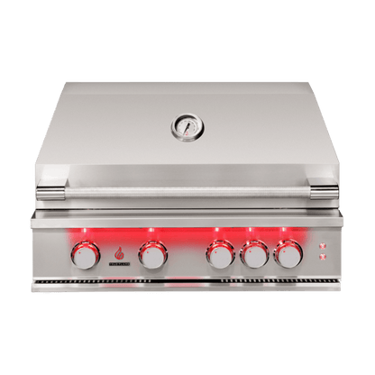 TrueFlame 32-Inch 4-Burner Built-In Grill with Rear Infrared Burner and Grill Lights