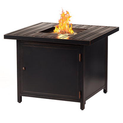 Aluminum Fire Table Bistro Set with Two Club Chairs